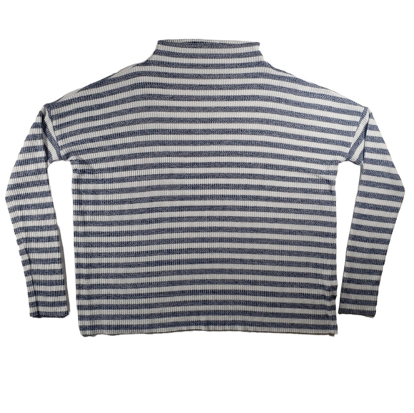 Lucky Brand Cloud Jersey Rib Stripe Mock Neck Shirt Size Small - Picture 1 of 12